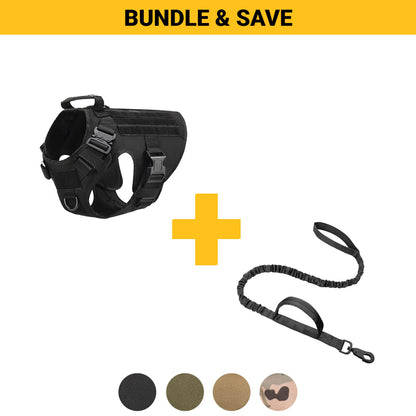 Tactical Harness & Tactical Double Handle Heavy Duty Leash BUNDLE